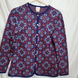 Vintage Catalina Sportswear Cardigan Size 38 Blue Red Pattern Button Up